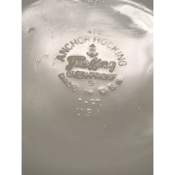 Vintage Anchor Hocking Milk Glass Blue Cornflower Print Serving Dish White - Picture 5 of 7